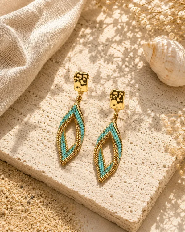 Miyuki Peyote Earrings - Turquoise Picasso