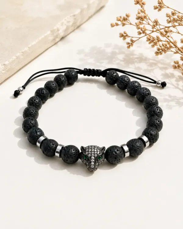 Handmade Black Panther Concept Bracelet featuring a bold panther-inspired design with elegant detailing.