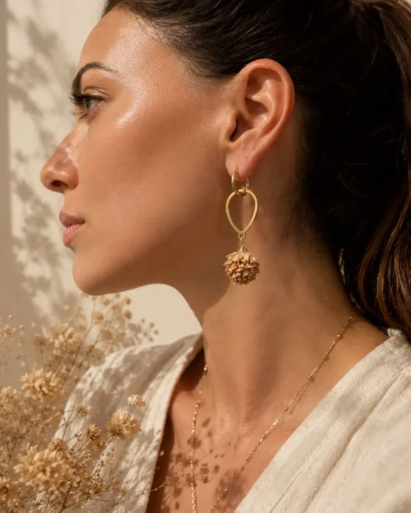 Everlasting Bloom Earrings featuring delicate floral-inspired details in an elegant handcrafted design.
