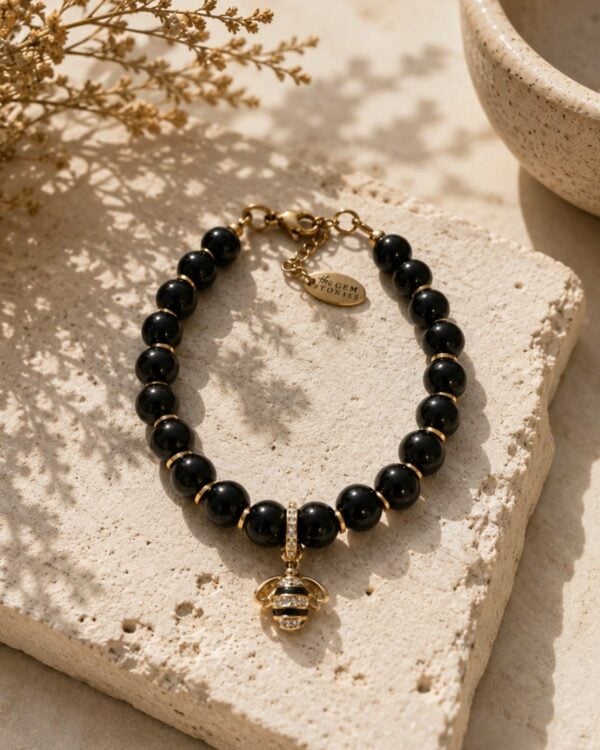 The Gem Stories Queen Bee Bracelet featuring a delicate bee-inspired design with elegant handcrafted details.