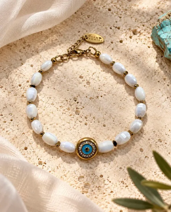 White Crystal Evil Eye Bracelet